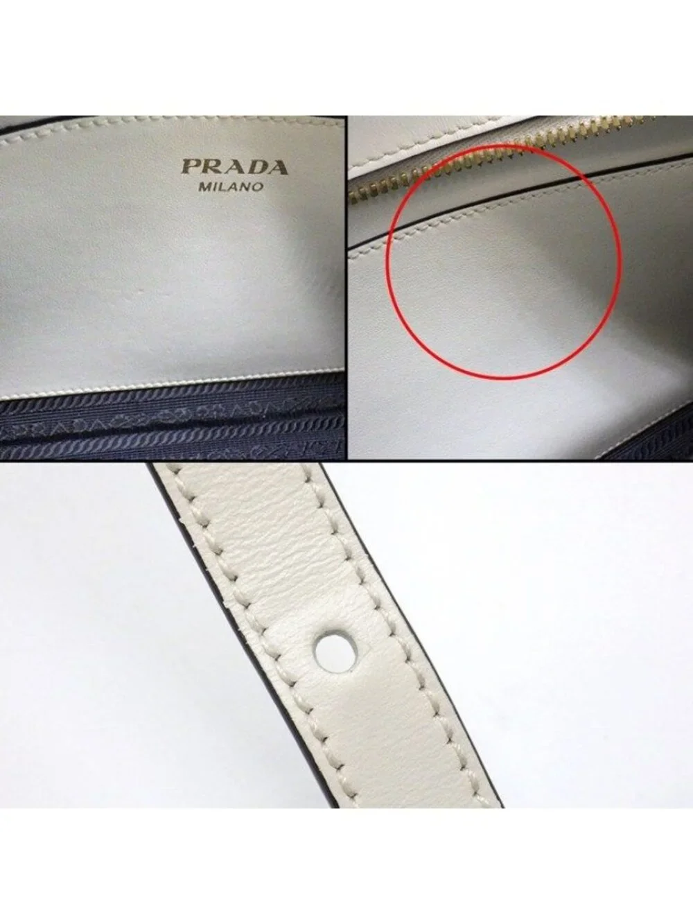 Prada Shoulder Bag Bandoliera Square Cross White Saffiano Leather Gold